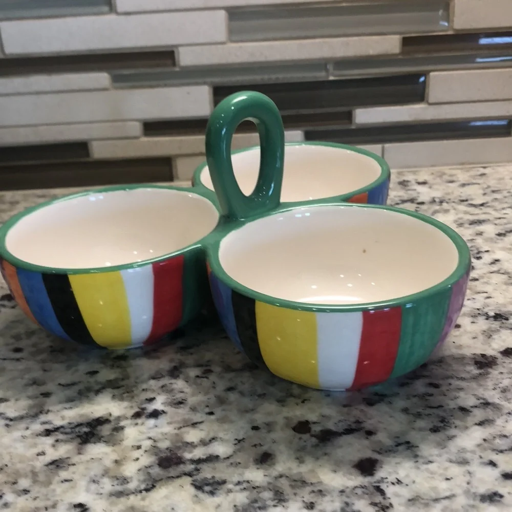 Beautiful Multi Colored Trio Serving Bowl Set
